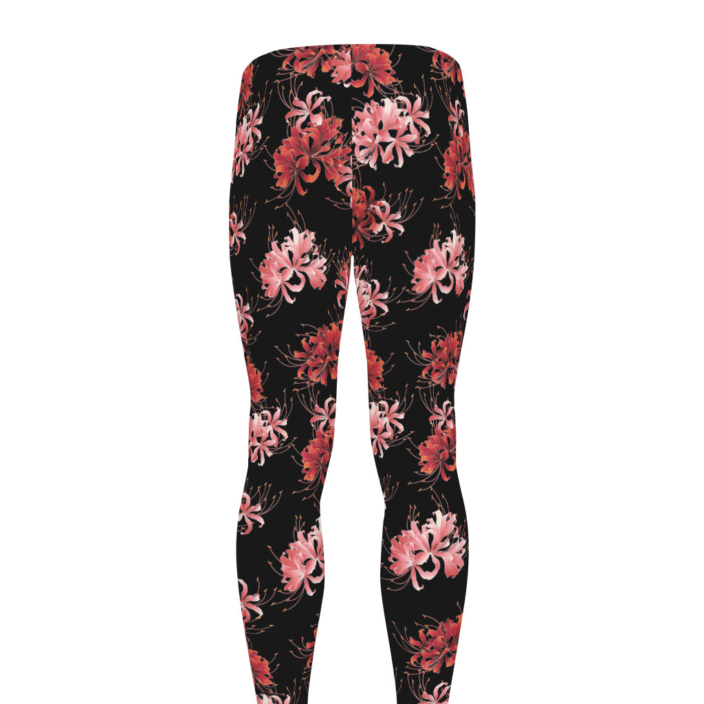 Japanese Cluster Amaryllis Pattern Print Men's leggings