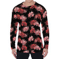 Japanese Cluster Amaryllis Pattern Print Men's Long Sleeve T-Shirt