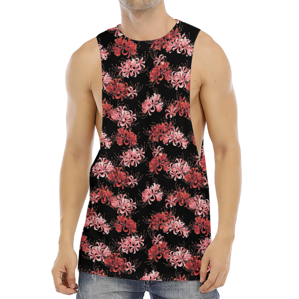 Japanese Cluster Amaryllis Pattern Print Men's Muscle Tank Top