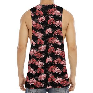 Japanese Cluster Amaryllis Pattern Print Men's Muscle Tank Top