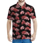 Japanese Cluster Amaryllis Pattern Print Men's Polo Shirt