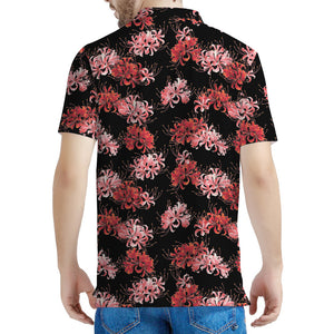 Japanese Cluster Amaryllis Pattern Print Men's Polo Shirt