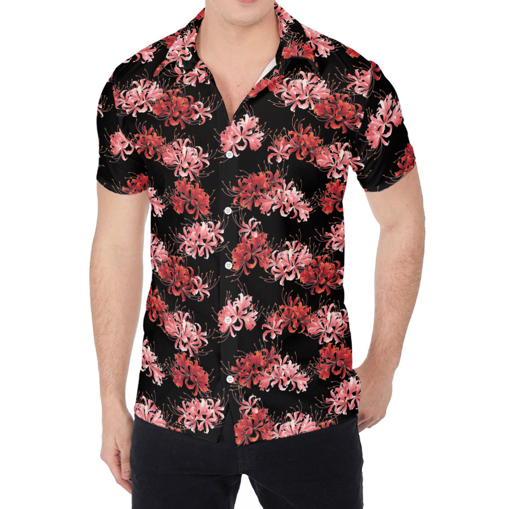 Japanese Cluster Amaryllis Pattern Print Men's Shirt