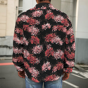 Japanese Cluster Amaryllis Pattern Print Men's Shirt Jacket