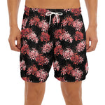 Japanese Cluster Amaryllis Pattern Print Men's Split Running Shorts