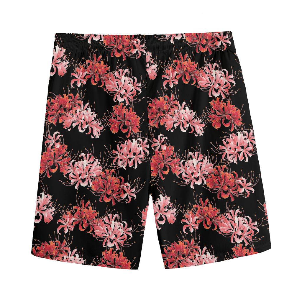 Japanese Cluster Amaryllis Pattern Print Men's Sports Shorts