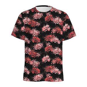 Japanese Cluster Amaryllis Pattern Print Men's Sports T-Shirt