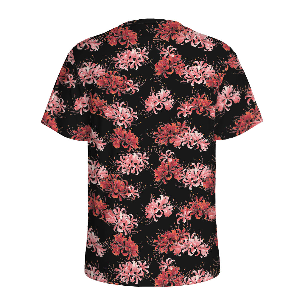 Japanese Cluster Amaryllis Pattern Print Men's Sports T-Shirt