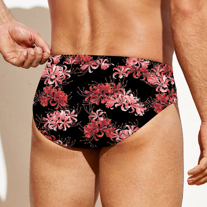 Japanese Cluster Amaryllis Pattern Print Men's Swim Briefs