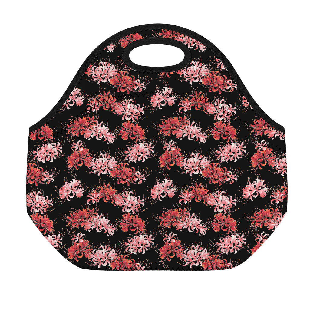Japanese Cluster Amaryllis Pattern Print Neoprene Lunch Bag