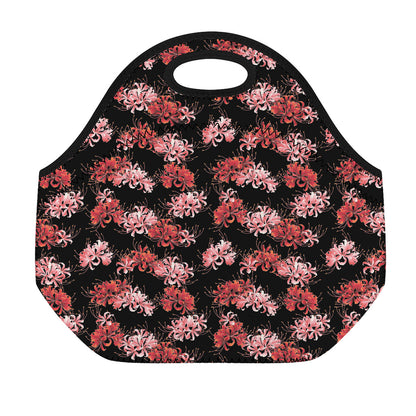 Japanese Cluster Amaryllis Pattern Print Neoprene Lunch Bag