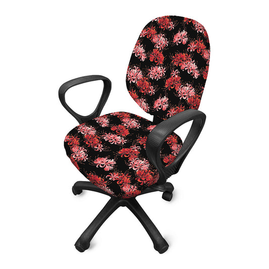 Japanese Cluster Amaryllis Pattern Print Office Chair Cover