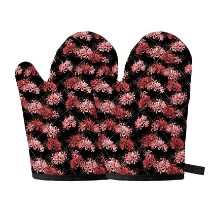 Japanese Cluster Amaryllis Pattern Print Oven Mitts