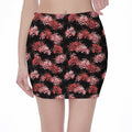 Japanese Cluster Amaryllis Pattern Print Pencil Mini Skirt