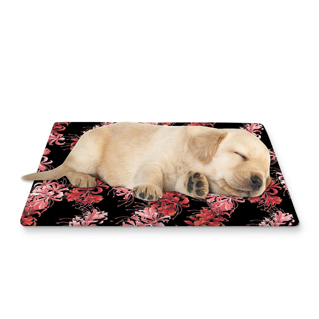 Japanese Cluster Amaryllis Pattern Print Pet Cooling Mat Cover