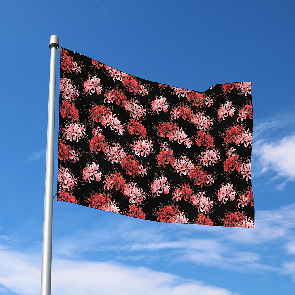 Japanese Cluster Amaryllis Pattern Print Polyester Flag
