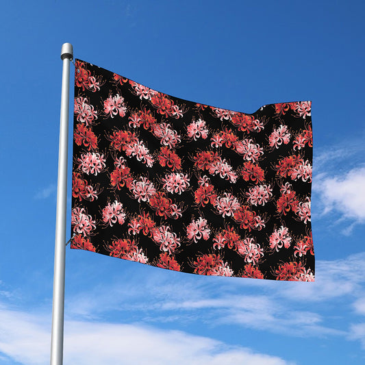 Japanese Cluster Amaryllis Pattern Print Polyester Flag