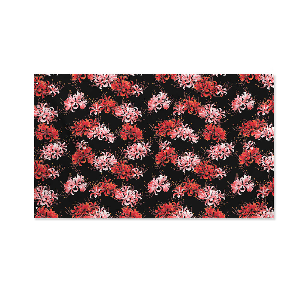 Japanese Cluster Amaryllis Pattern Print Polyester Flag