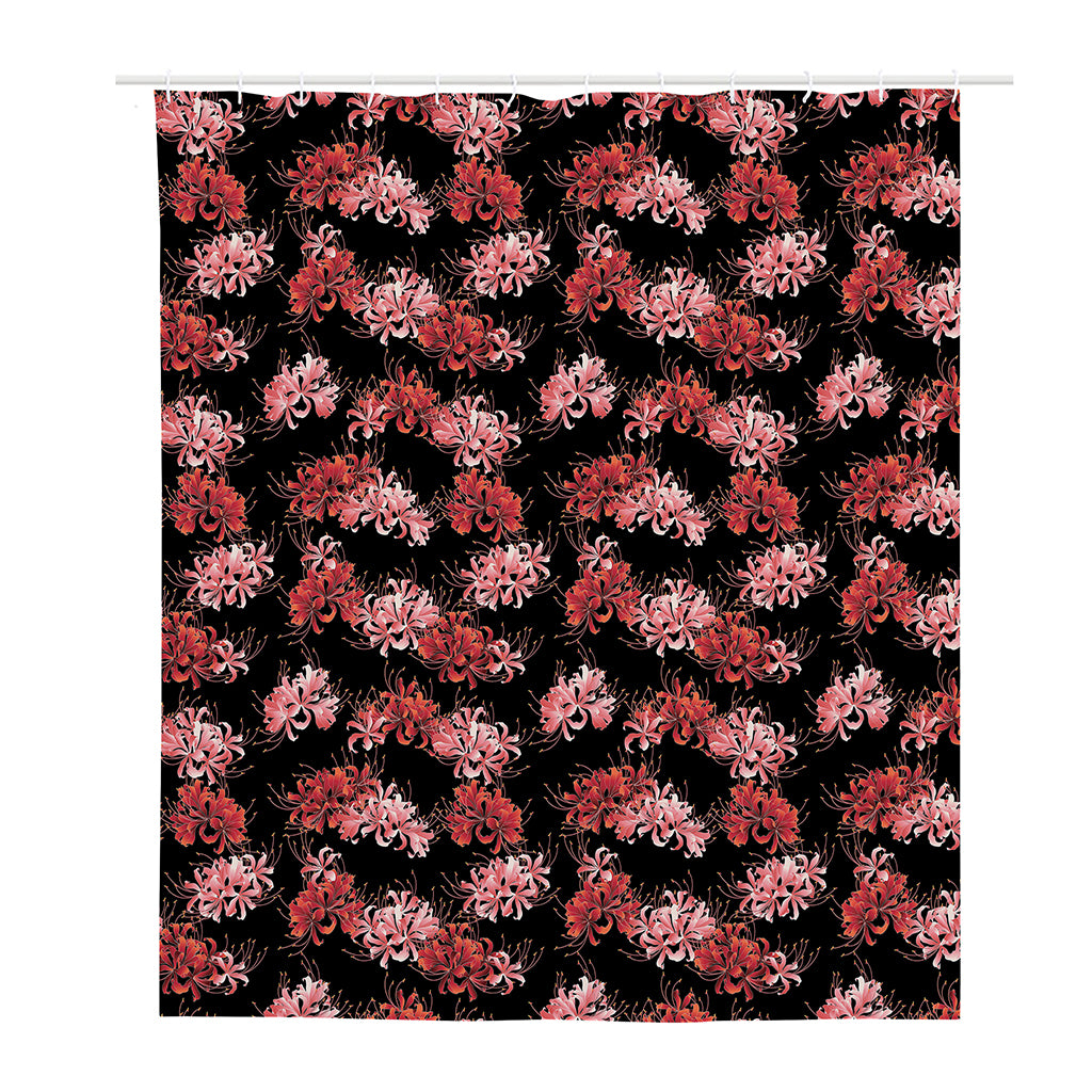 Japanese Cluster Amaryllis Pattern Print Polyester Shower Curtain