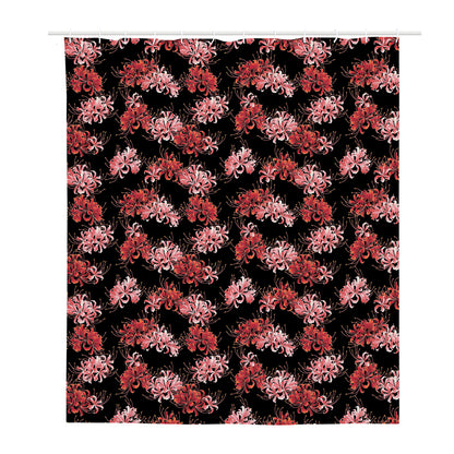 Japanese Cluster Amaryllis Pattern Print Polyester Shower Curtain
