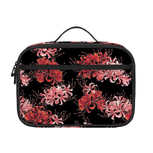 Japanese Cluster Amaryllis Pattern Print Portable Lunch Bag