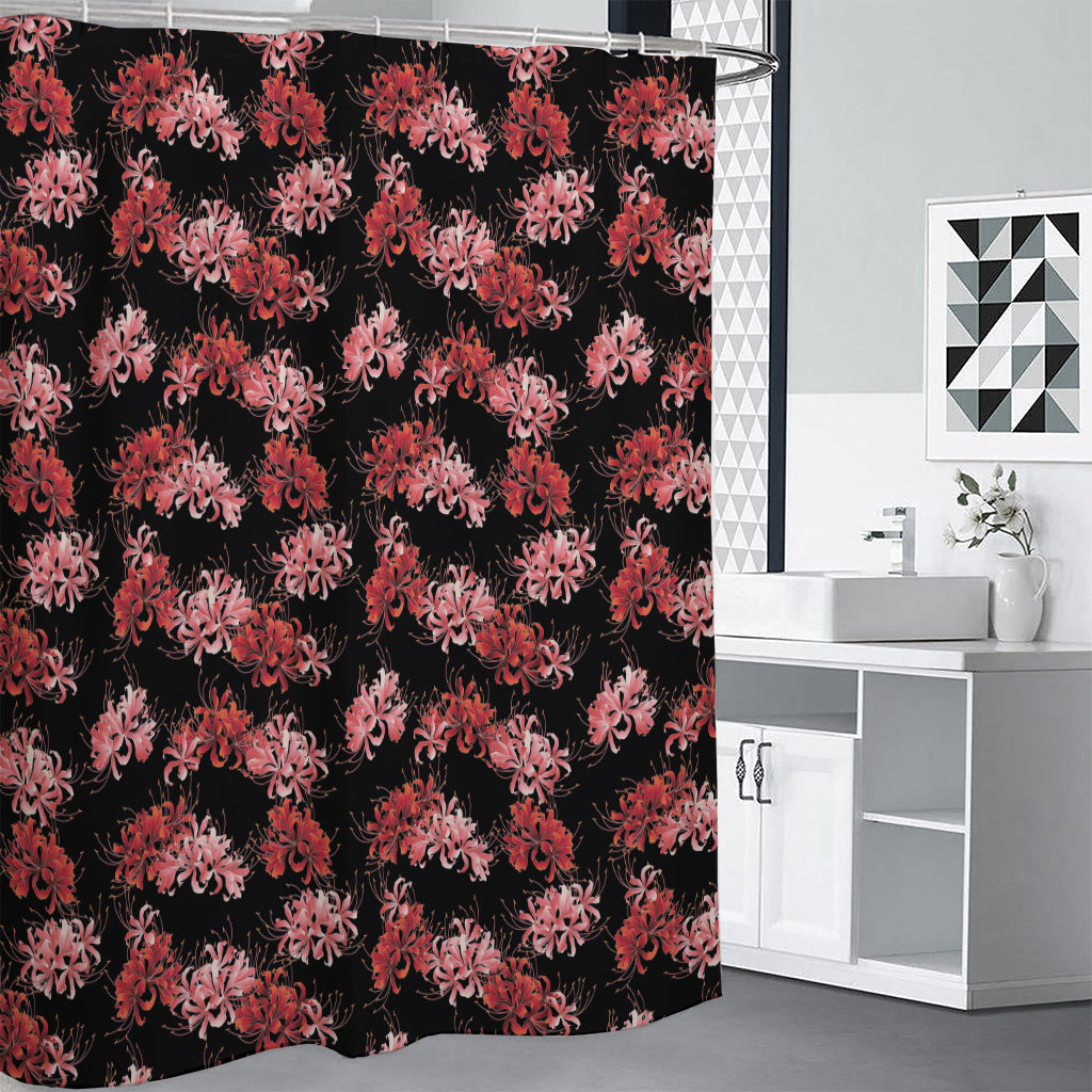 Japanese Cluster Amaryllis Pattern Print Premium Shower Curtain