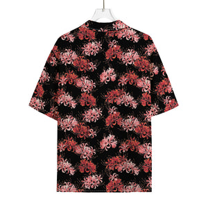 Japanese Cluster Amaryllis Pattern Print Rayon Hawaiian Shirt