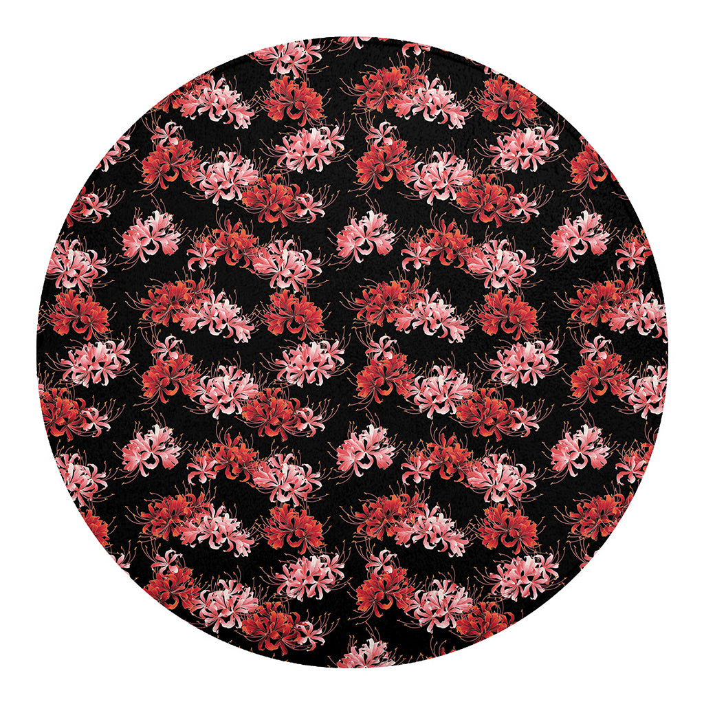 Japanese Cluster Amaryllis Pattern Print Round Blanket