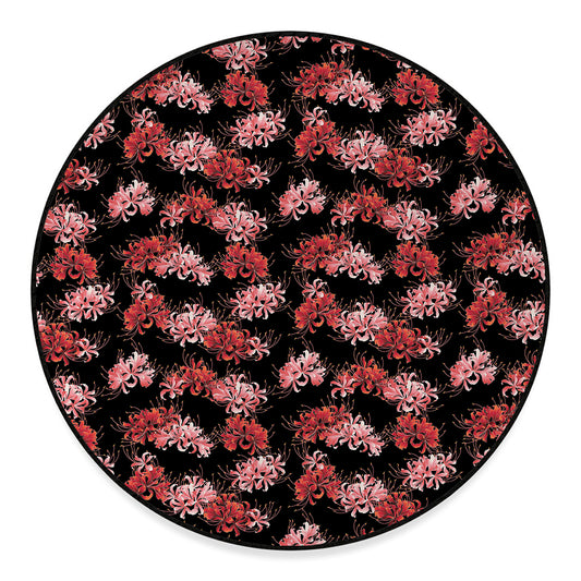 Japanese Cluster Amaryllis Pattern Print Round Floor Mat