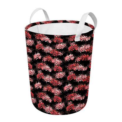 Japanese Cluster Amaryllis Pattern Print Round Laundry Basket