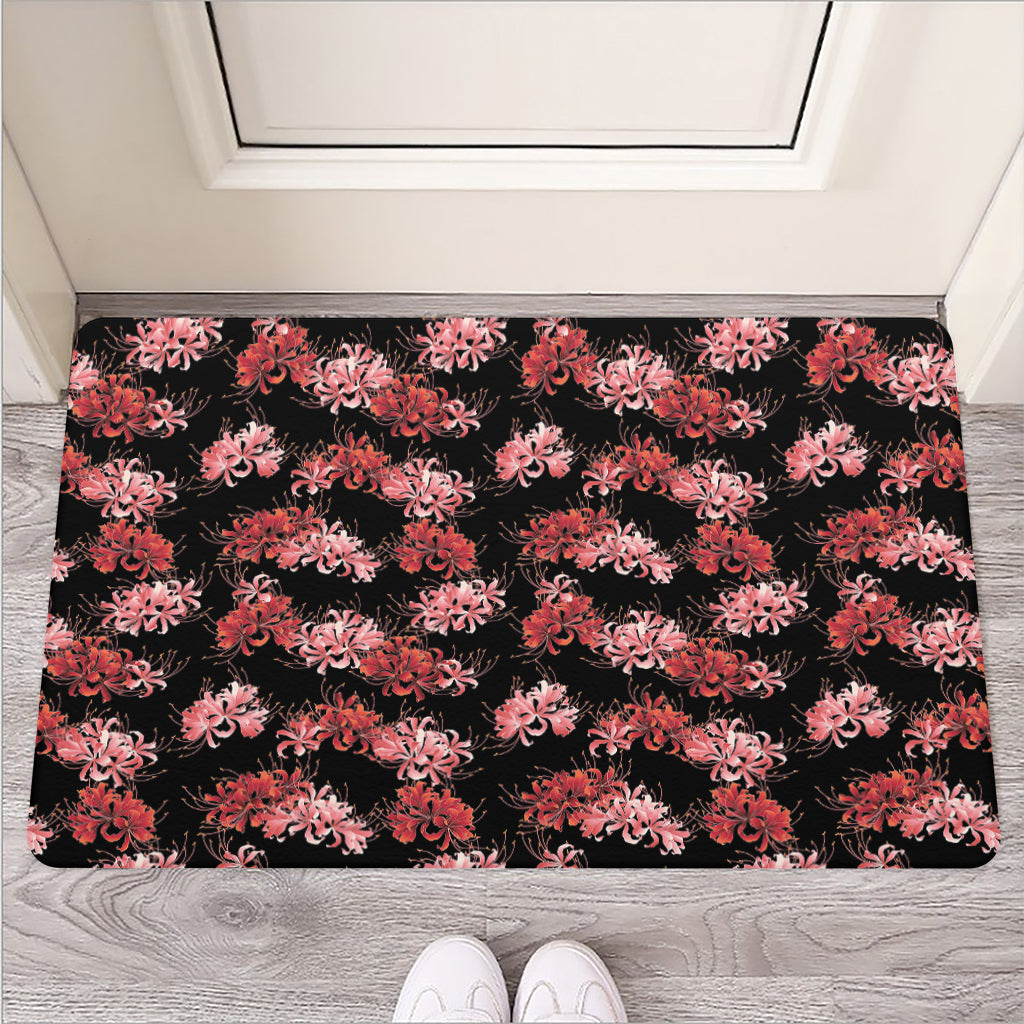 Japanese Cluster Amaryllis Pattern Print Rubber Doormat