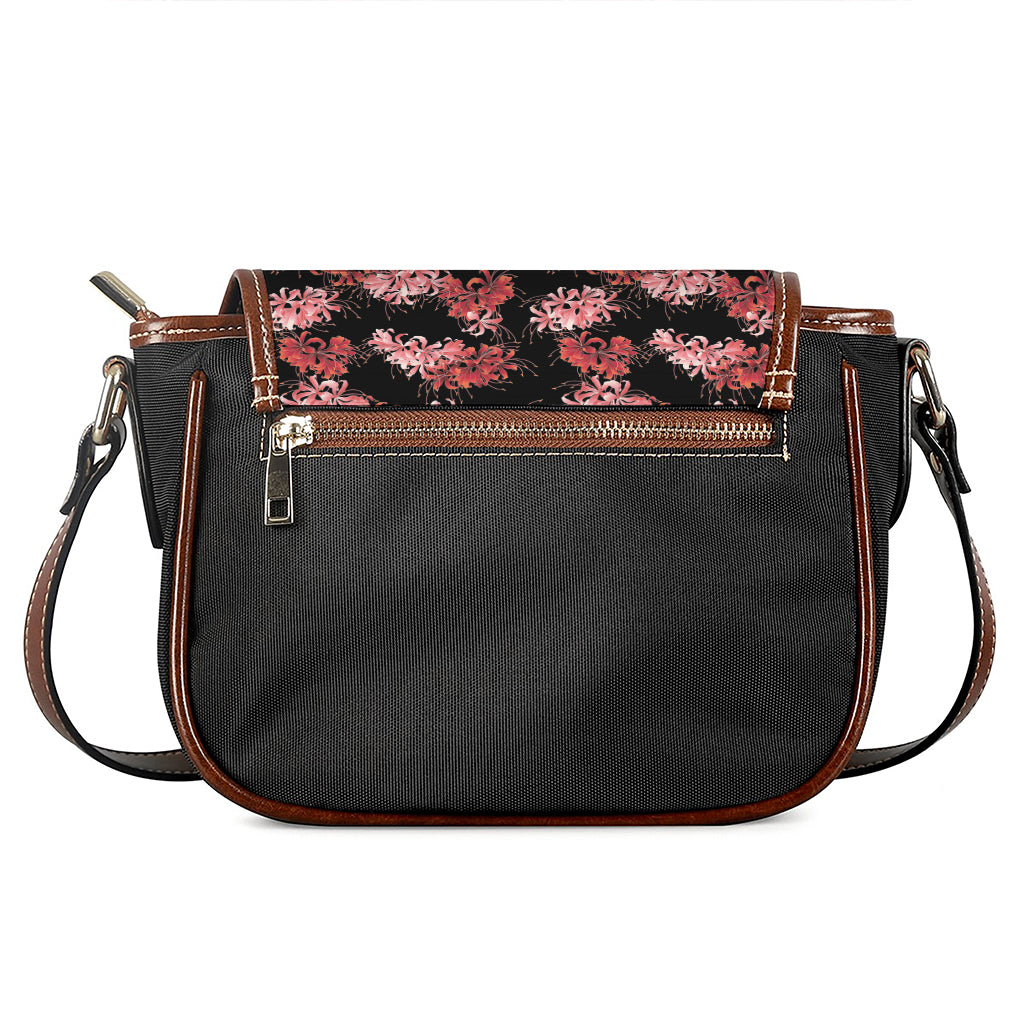 Japanese Cluster Amaryllis Pattern Print Saddle Bag