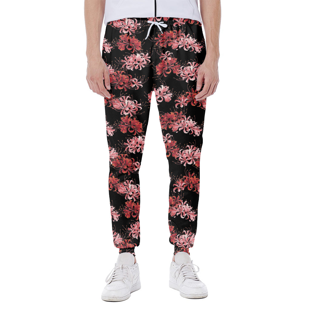 Japanese Cluster Amaryllis Pattern Print Scuba Joggers