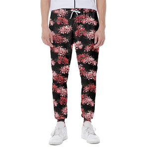 Japanese Cluster Amaryllis Pattern Print Scuba Joggers