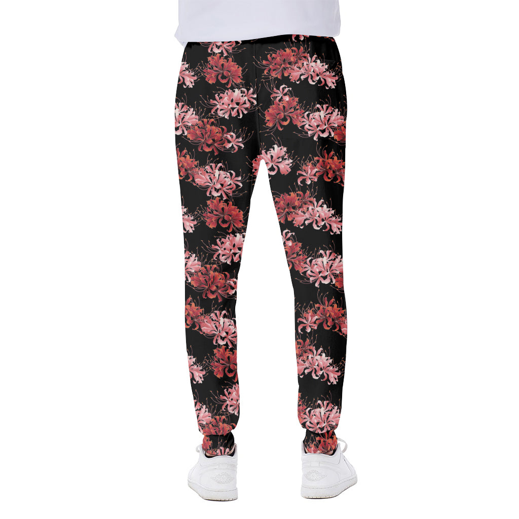 Japanese Cluster Amaryllis Pattern Print Scuba Joggers