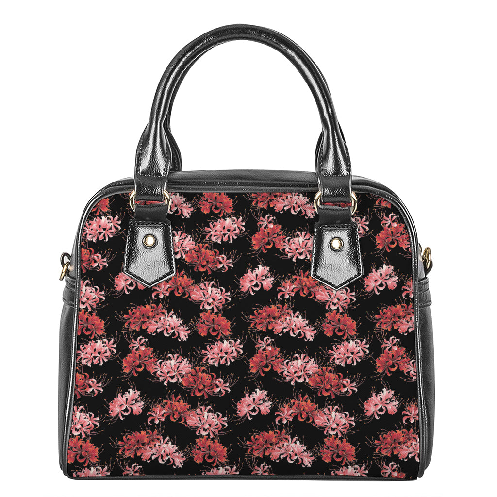 Japanese Cluster Amaryllis Pattern Print Shoulder Handbag