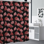 Japanese Cluster Amaryllis Pattern Print Shower Curtain