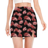 Japanese Cluster Amaryllis Pattern Print Side Slit Mini Skirt