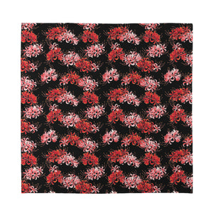 Japanese Cluster Amaryllis Pattern Print Silk Bandana