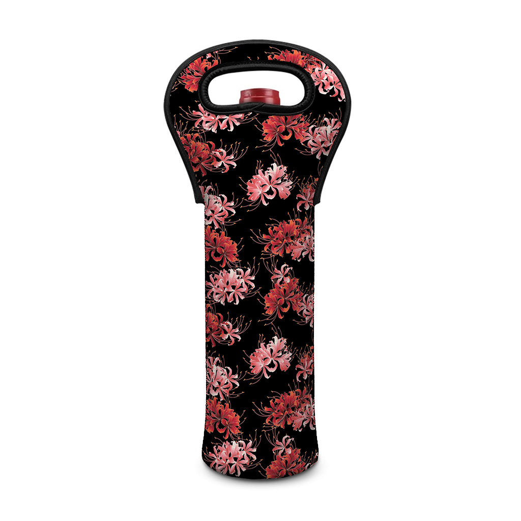 Japanese Cluster Amaryllis Pattern Print Single Neoprene Wine Tote