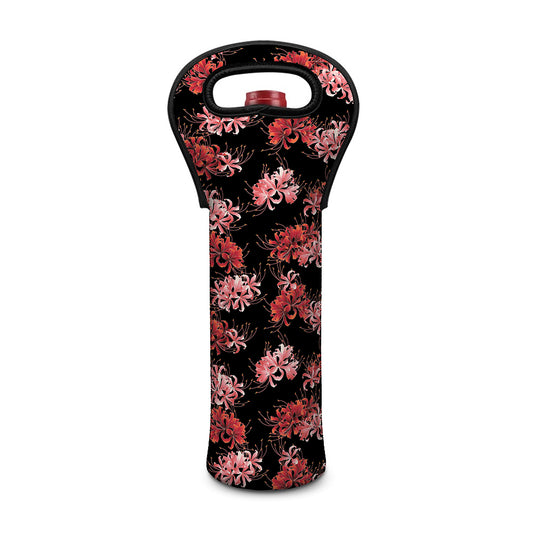 Japanese Cluster Amaryllis Pattern Print Single Neoprene Wine Tote