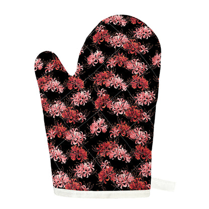 Japanese Cluster Amaryllis Pattern Print Single Oven Mitt