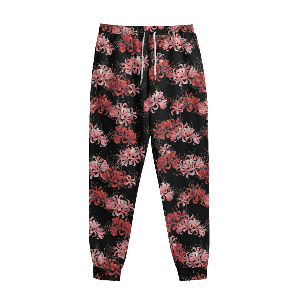 Japanese Cluster Amaryllis Pattern Print Sweatpants