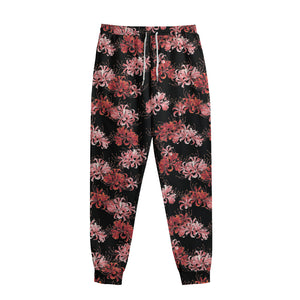 Japanese Cluster Amaryllis Pattern Print Sweatpants