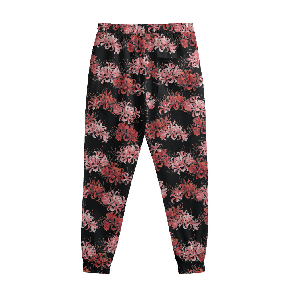 Japanese Cluster Amaryllis Pattern Print Sweatpants