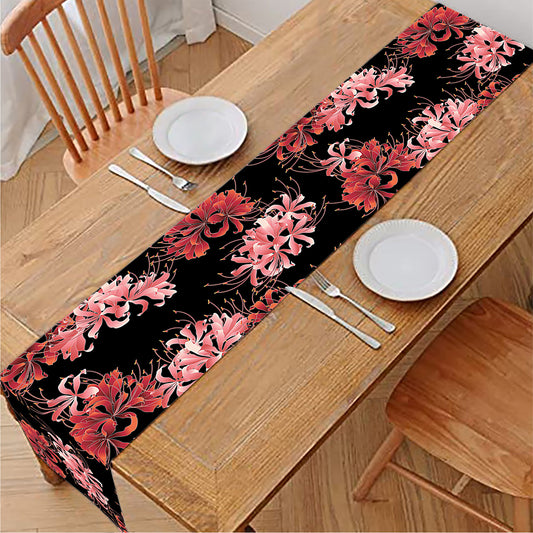 Japanese Cluster Amaryllis Pattern Print Table Runner