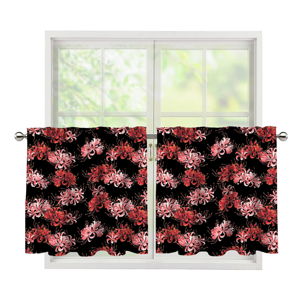 Japanese Cluster Amaryllis Pattern Print Tier Curtains