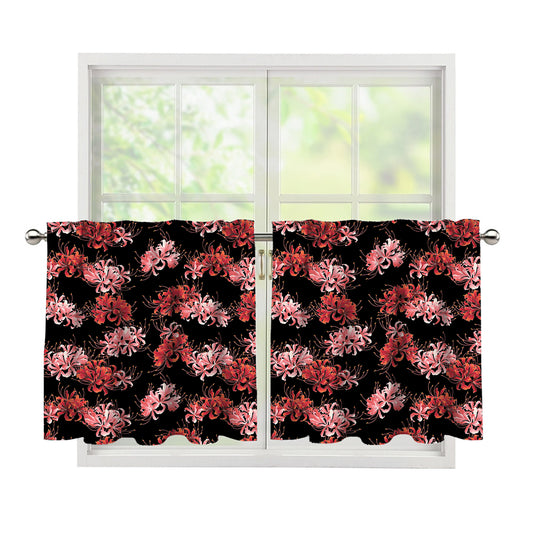 Japanese Cluster Amaryllis Pattern Print Tier Curtains