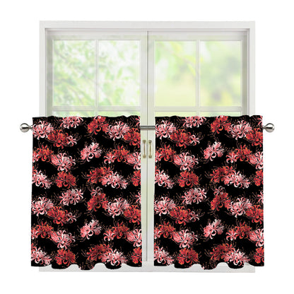 Japanese Cluster Amaryllis Pattern Print Tier Curtains