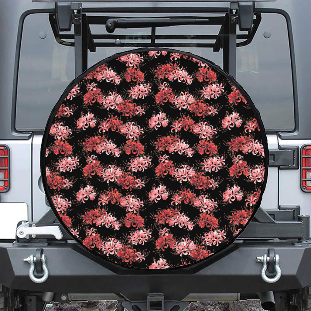 Japanese Cluster Amaryllis Pattern Print Tire Cover